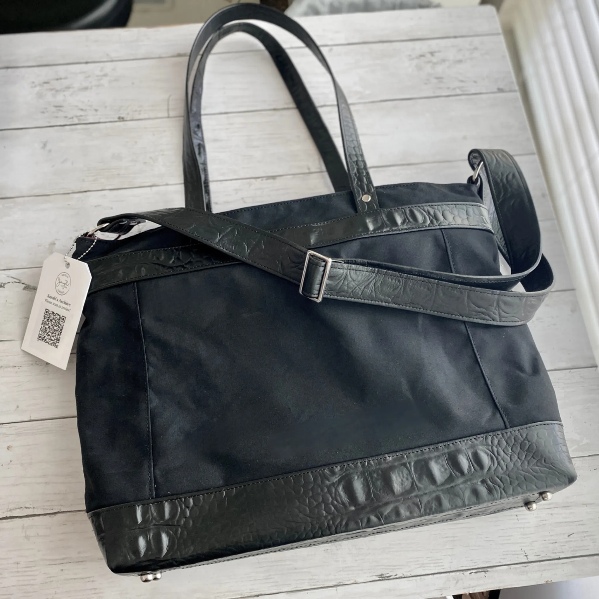 Archive in Black Canvas, Black Crocodile Emboss