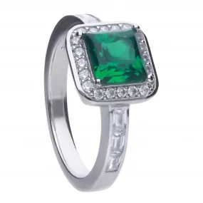 Art Deco Style Emerald Cubic Zirconia Pave Ring R3749