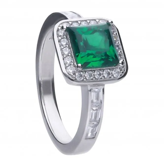 Art Deco Style Emerald Cubic Zirconia Pave Ring R3749