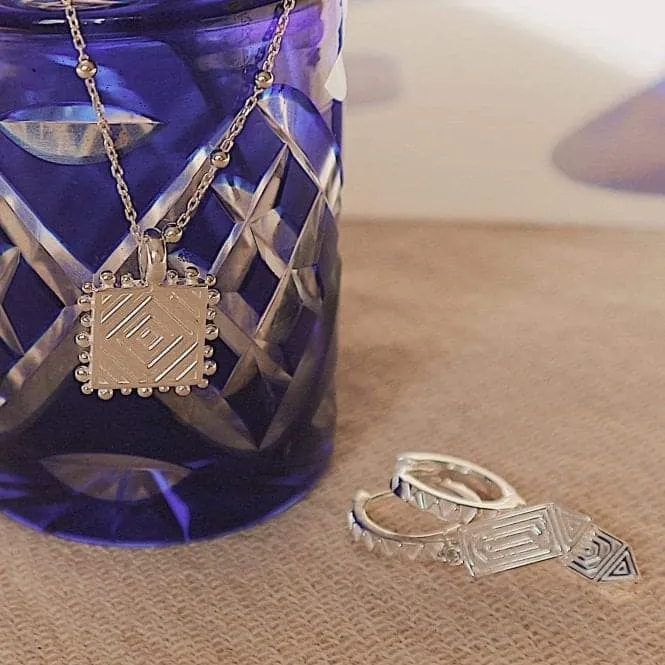 Artisan Drop Huggie Sterling Silver Earrings NE07_SLV