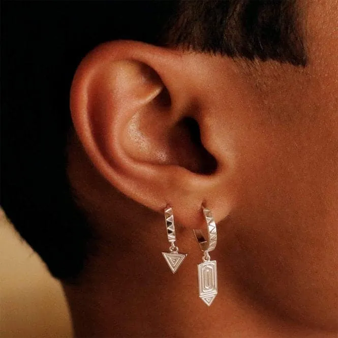 Artisan Drop Huggie Sterling Silver Earrings NE07_SLV