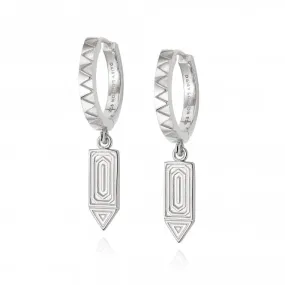 Artisan Drop Huggie Sterling Silver Earrings NE07_SLV