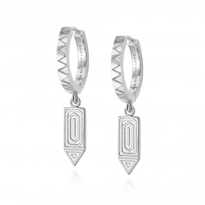 Artisan Drop Huggie Sterling Silver Earrings NE07_SLV