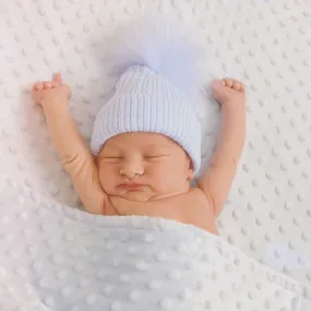 Baby Boy Hat - Pastel Blue  Bobble Hat