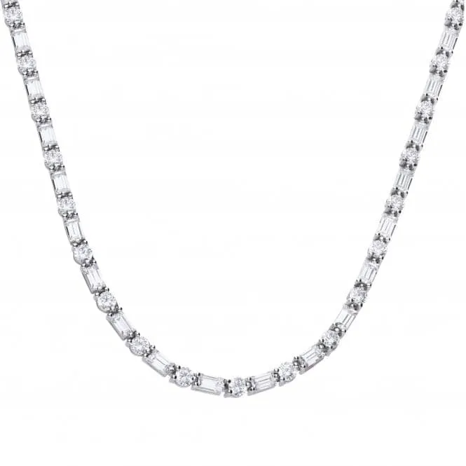 Baguette And Round Cubic Zirconia Necklace N4398