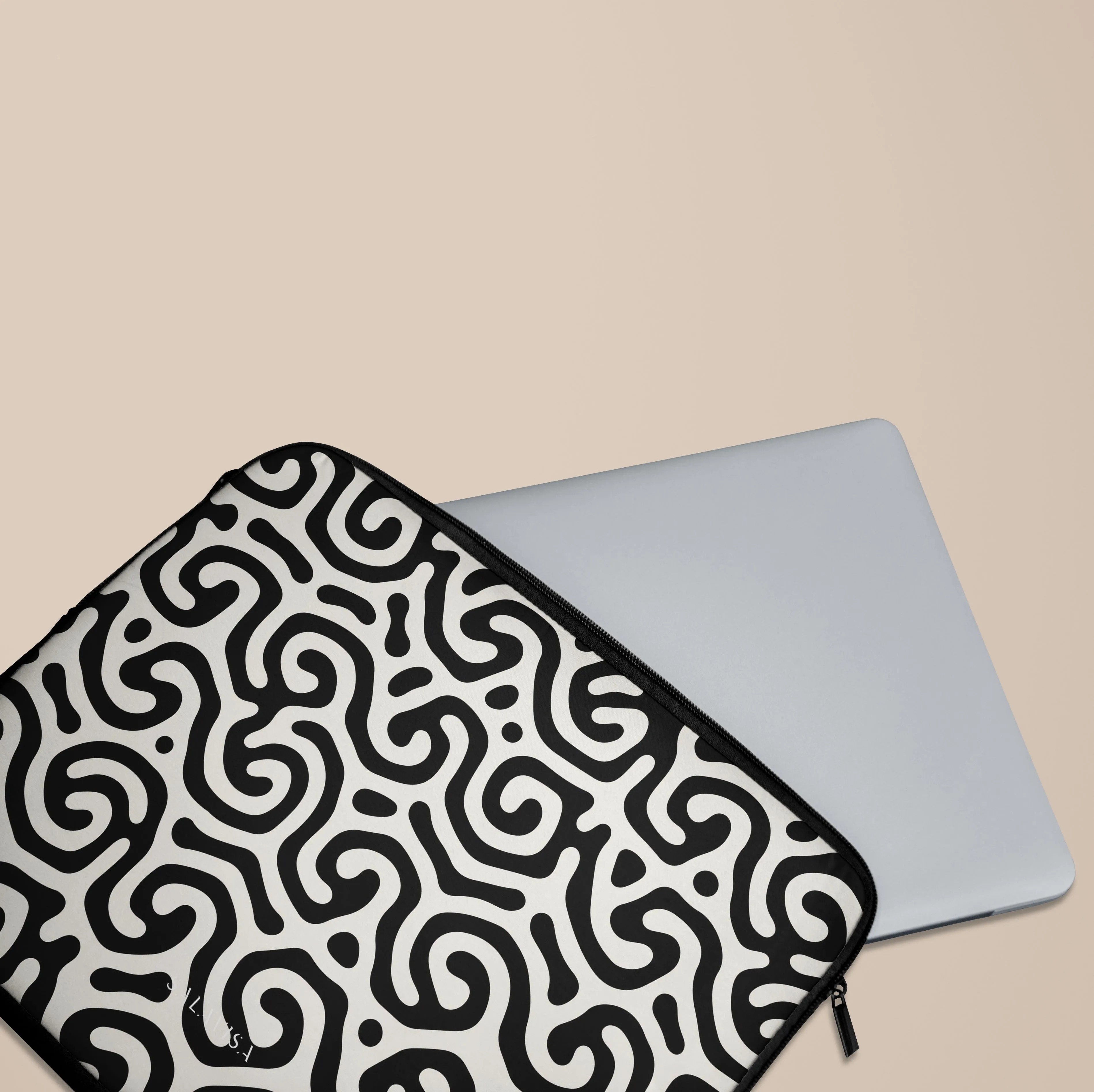 Black & White Curl Laptop Sleeve