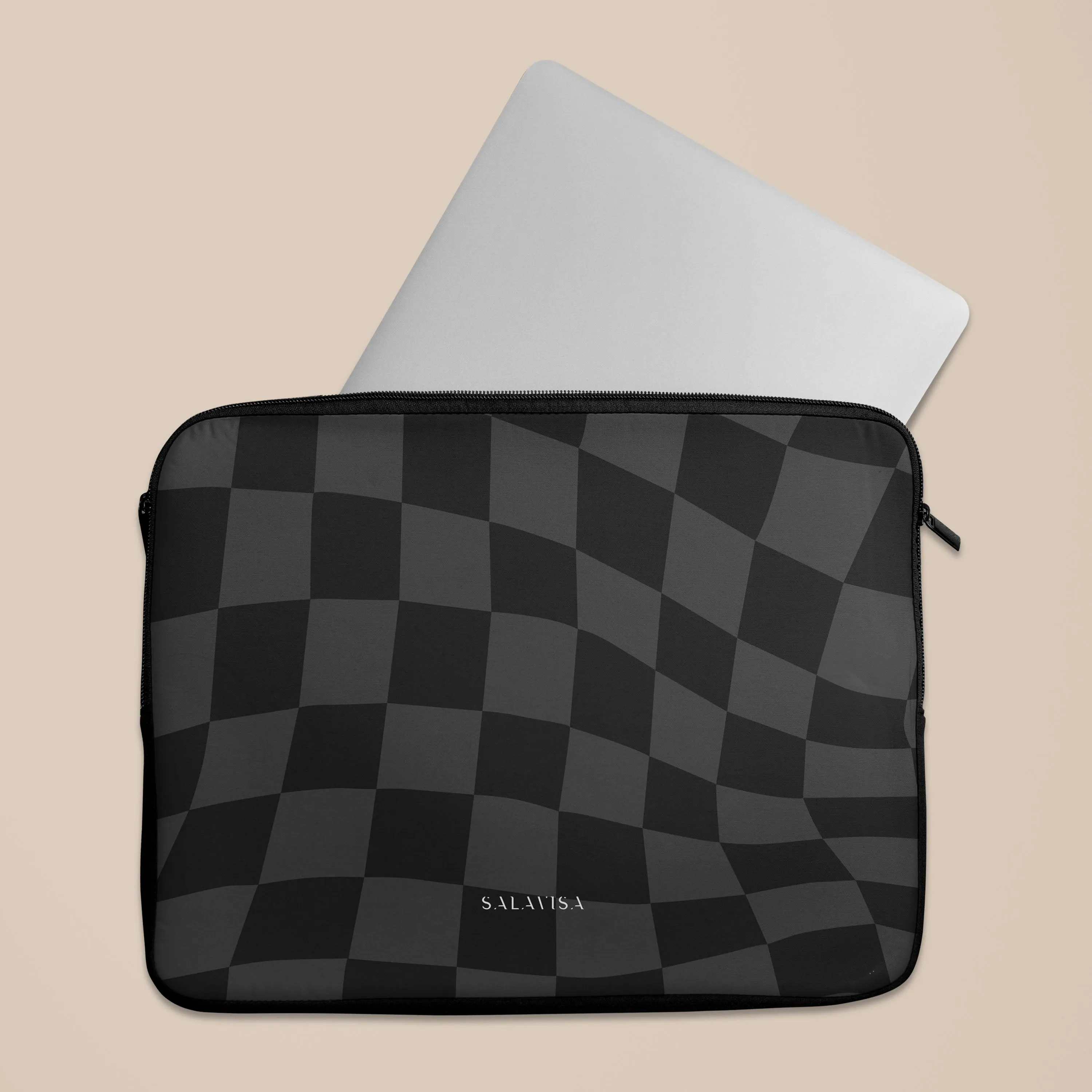 Black Wave Checkered Laptop Sleeve