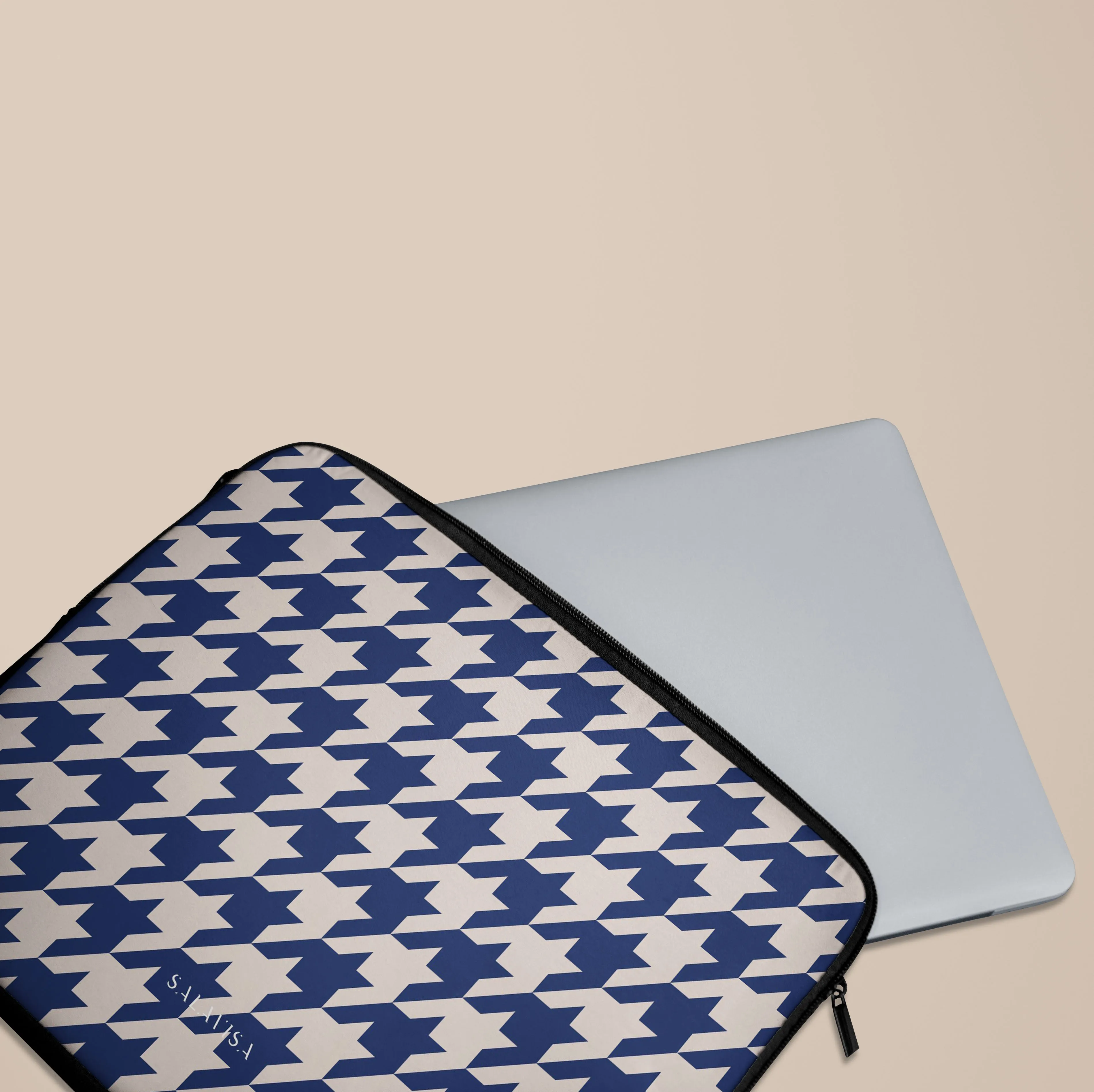 Blue Houndstooth Laptop Sleeve