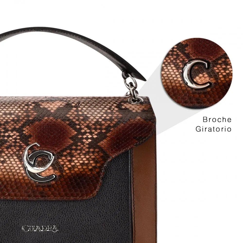 BO461PI - Cuadra brown dress fashion python handbag for women