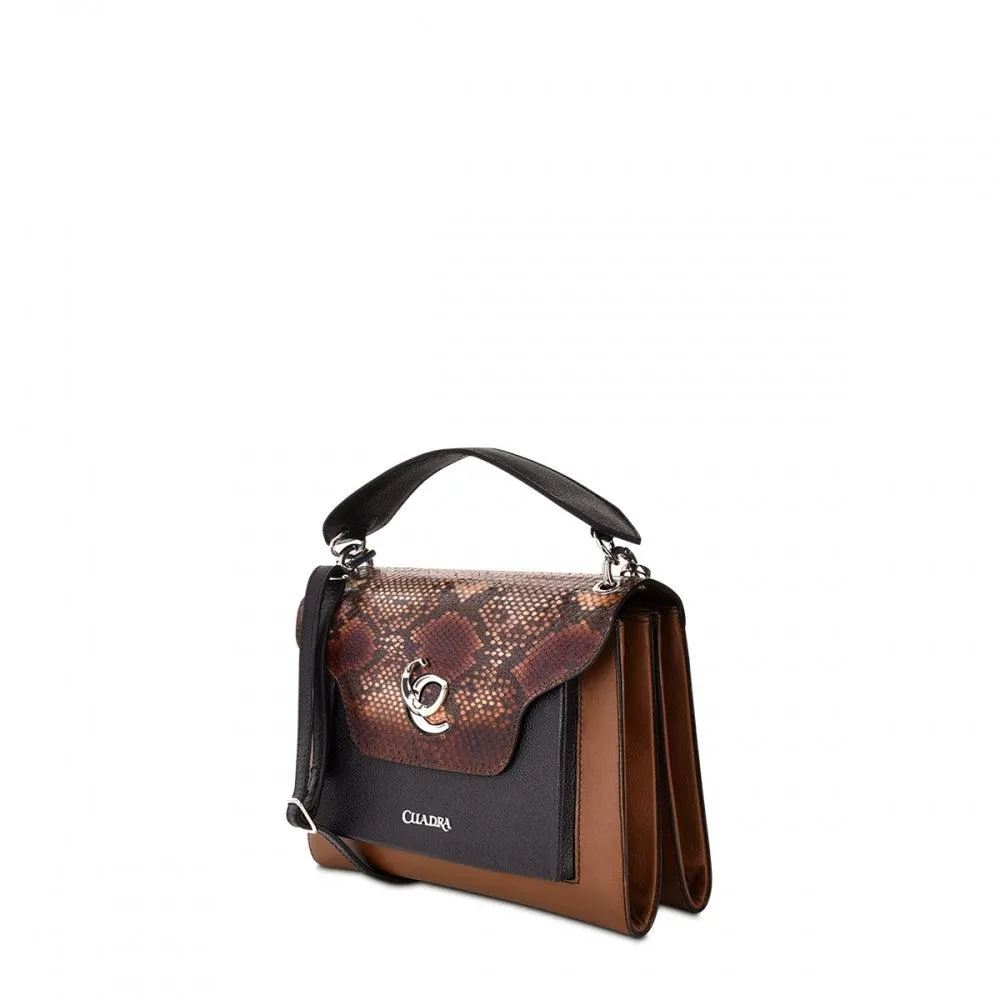 BO461PI - Cuadra brown dress fashion python handbag for women