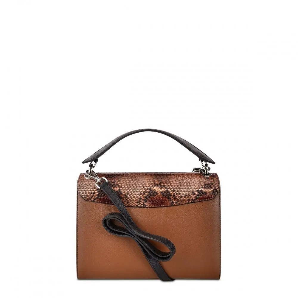 BO461PI - Cuadra brown dress fashion python handbag for women