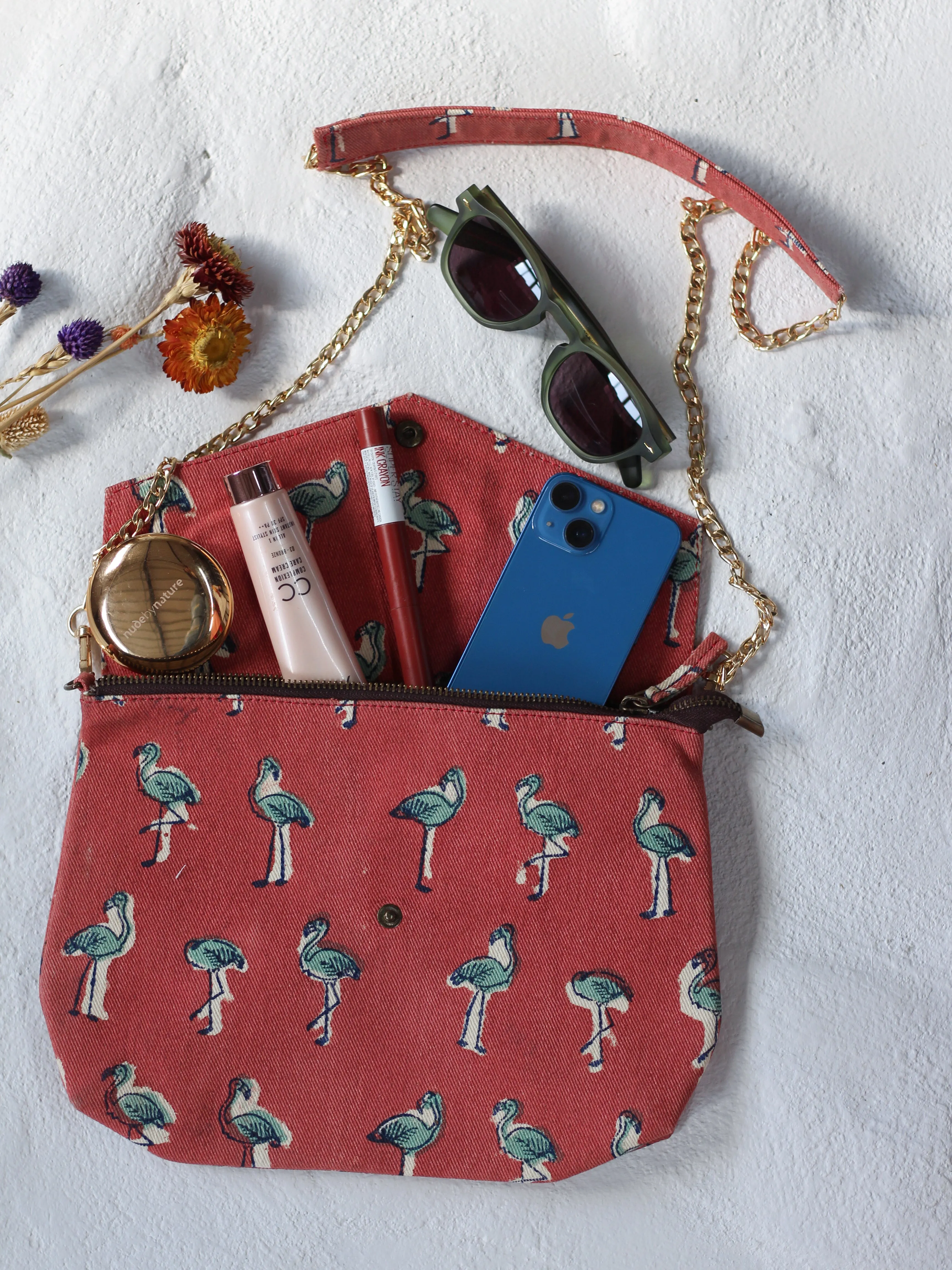 Canvas Flamingo Sling Bag