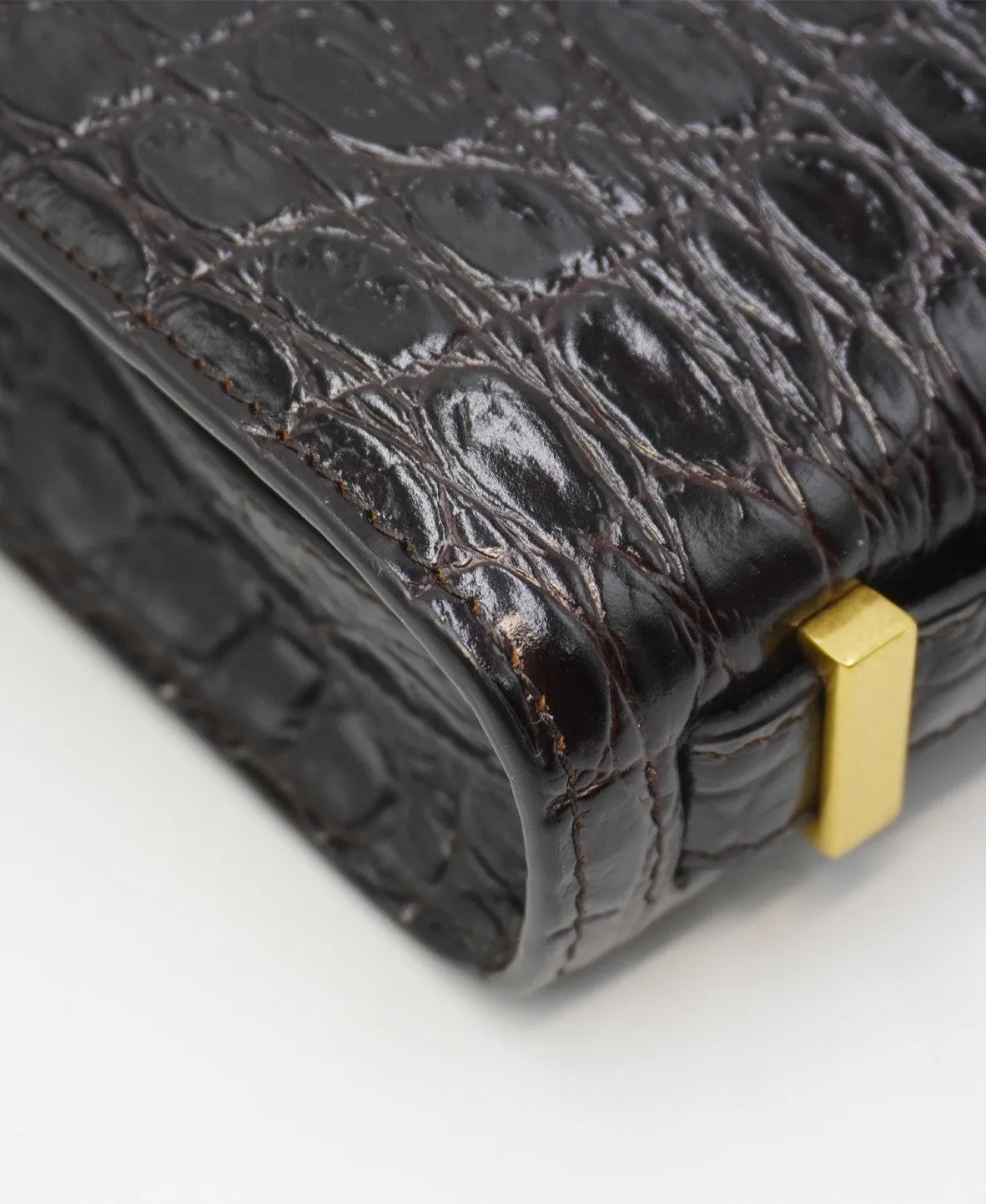 Croco Carre Crossbody Black