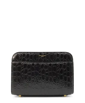 Croco Carre Crossbody Black