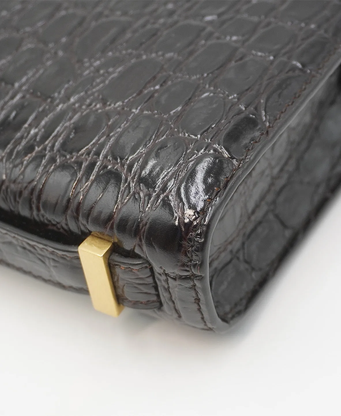 Croco Carre Crossbody Black