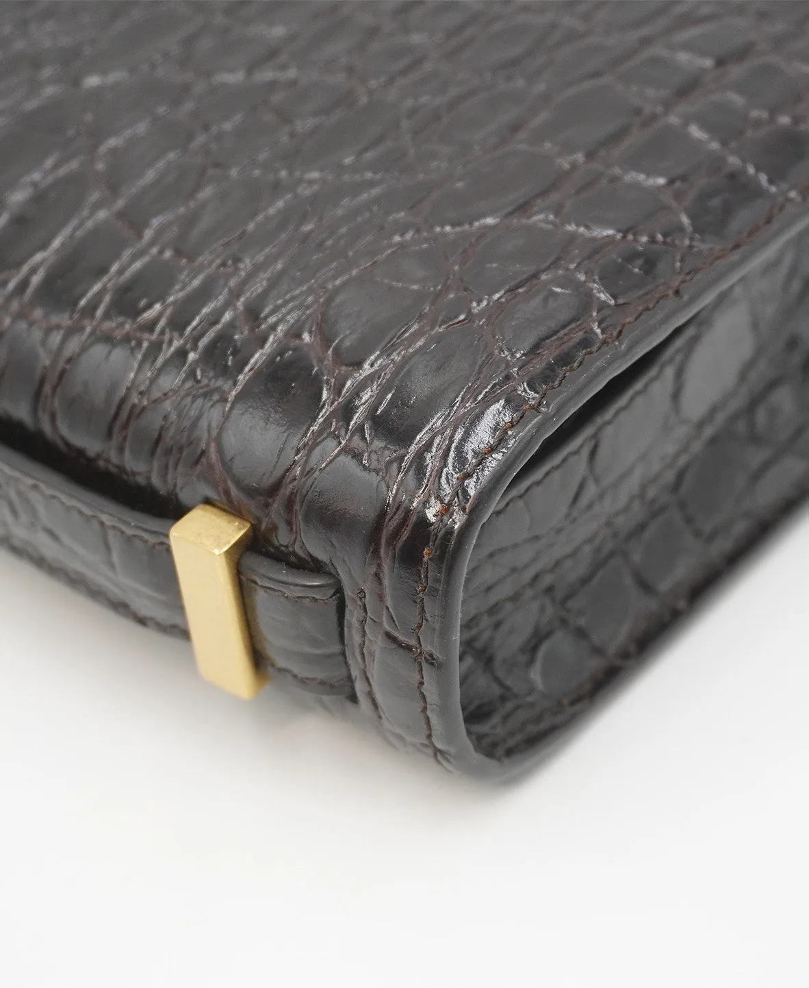 Croco Carre Crossbody Black