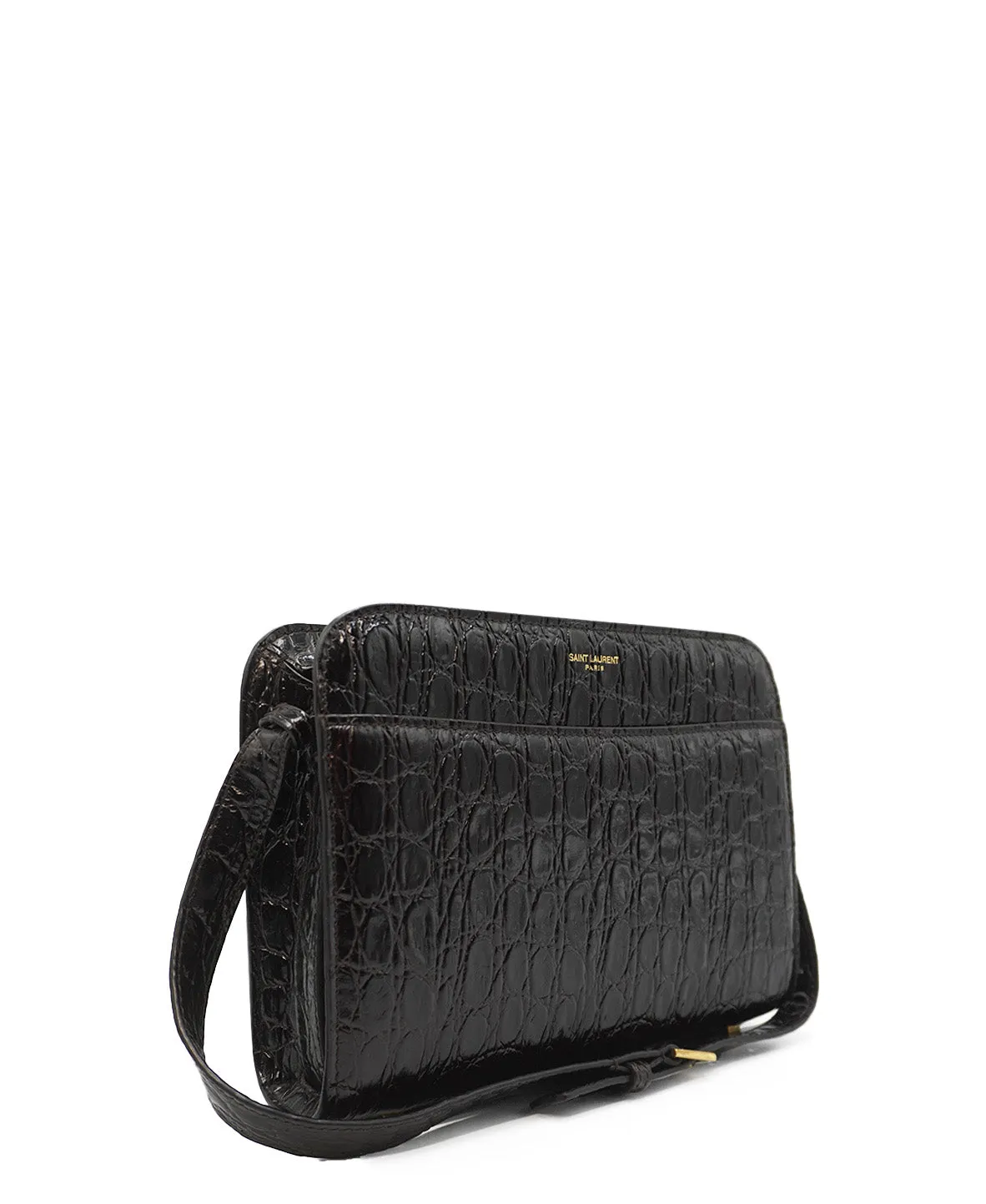 Croco Carre Crossbody Black