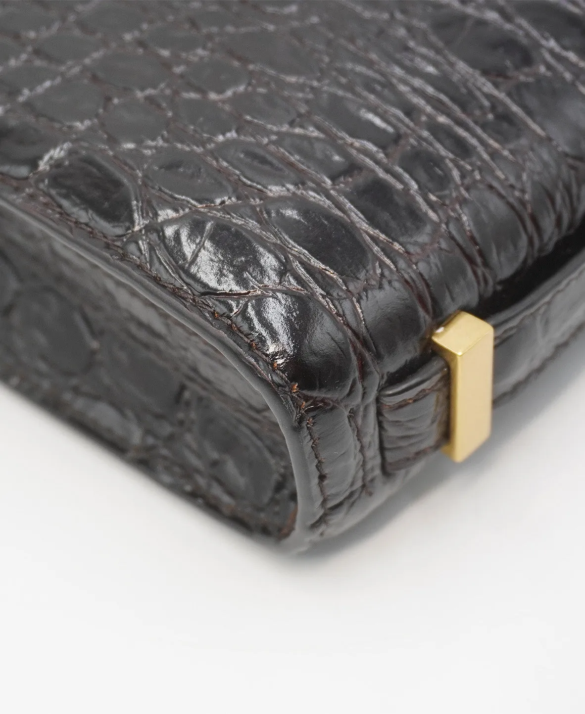 Croco Carre Crossbody Black