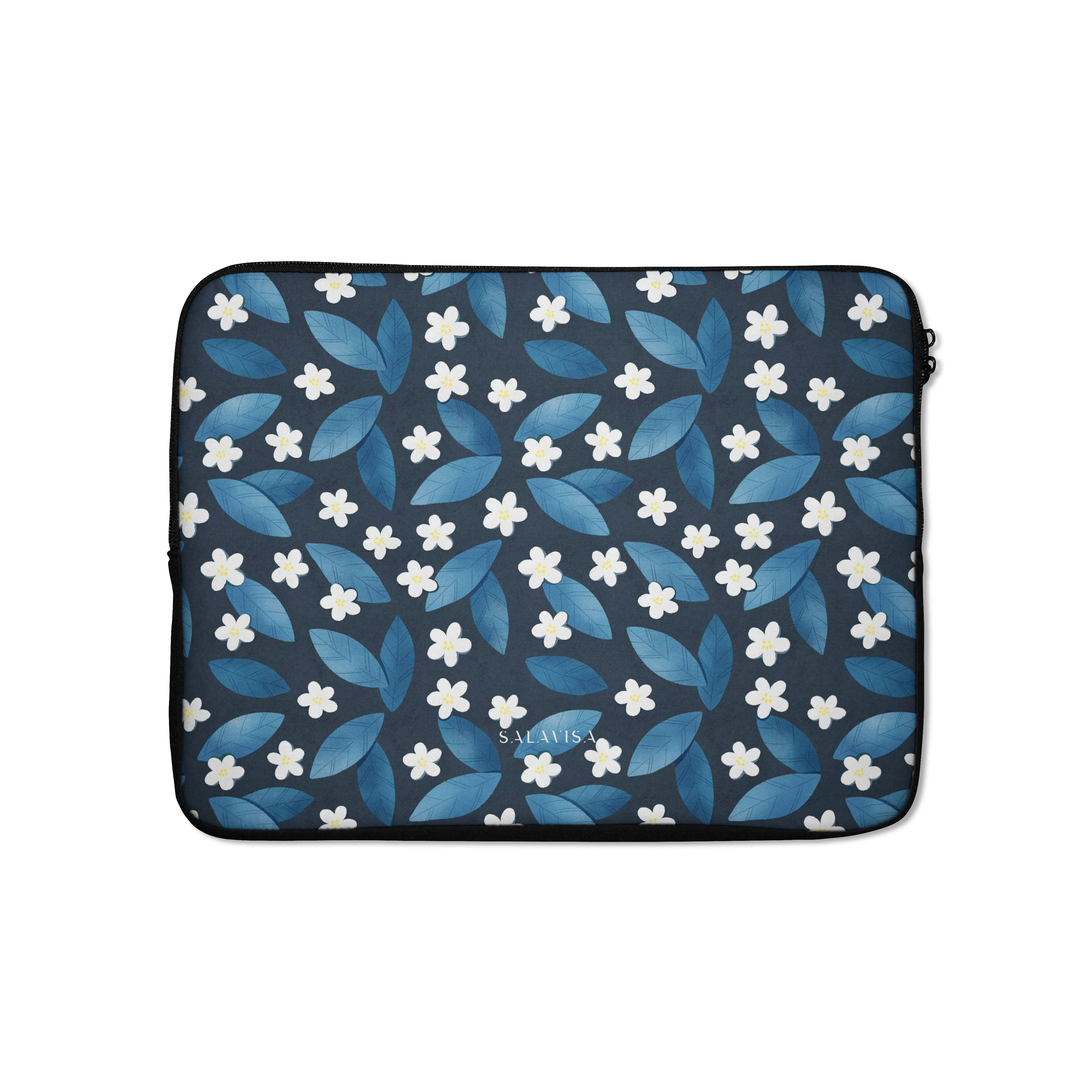 Dark Blue Summer Leafs Laptop Sleeve