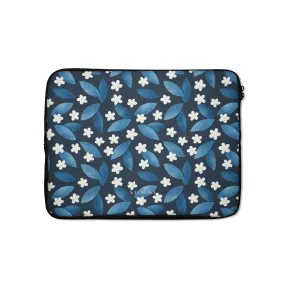 Dark Blue Summer Leafs Laptop Sleeve