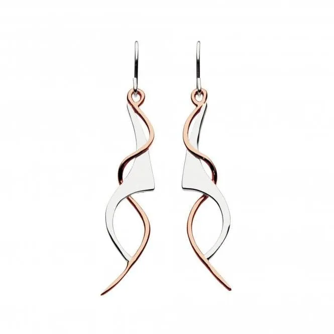 Dew Silver Genevieve with Rose Gold Plate Drop Earrings 60W3RG013