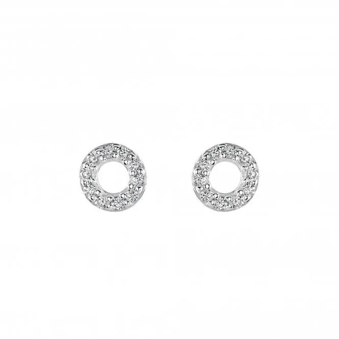Dew Silver Open Cubic Zirconia Mini open Circle Stud Earrings 3547CZ027