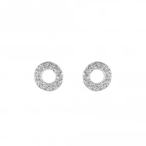 Dew Silver Open Cubic Zirconia Mini open Circle Stud Earrings 3547CZ027