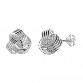 Dew Sterling Silver Chunky Knot Stud Earrings 48232HP027