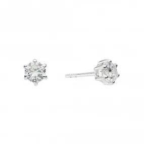 Dew Sterling Silver Cubic Zirconia Claw Stud Earrings 3065CZ024