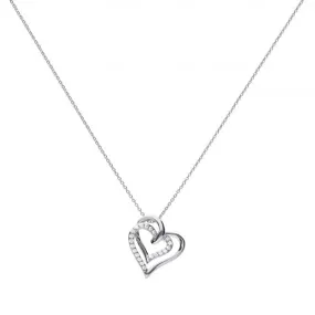 Diamonfire Silver White Zirconia Entwined Hearts Necklace N4240