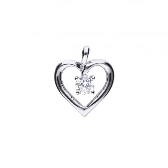 Diamonfire Silver White Zirconia Open Heart Pendant P4637