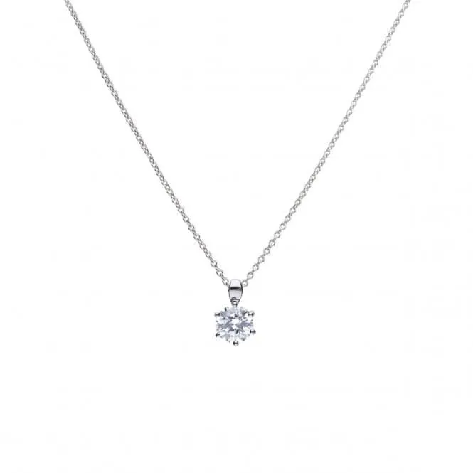 Diamonfire Silver White Zirconia Solitaire Pendant P4605