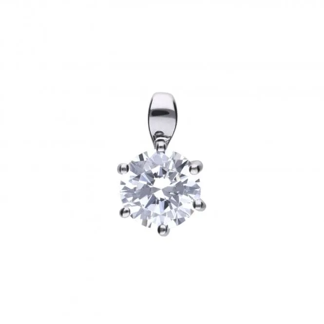 Diamonfire Silver White Zirconia Solitaire Pendant P4605