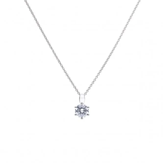 Diamonfire Silver White Zirconia Solitaire Pendant P4607