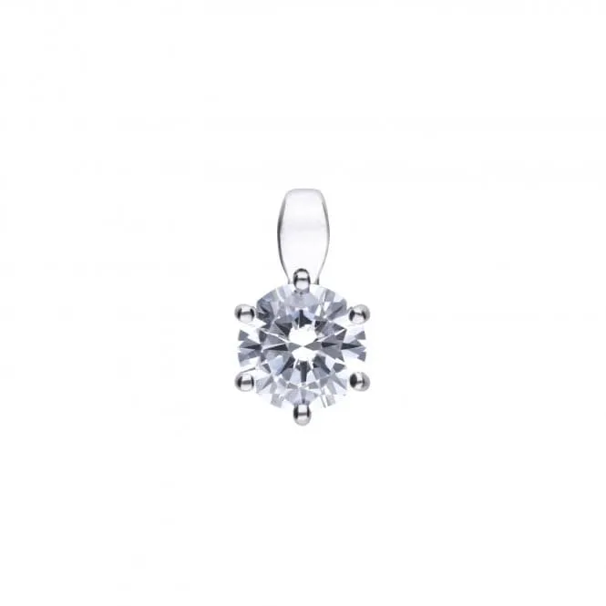 Diamonfire Silver White Zirconia Solitaire Pendant P4607
