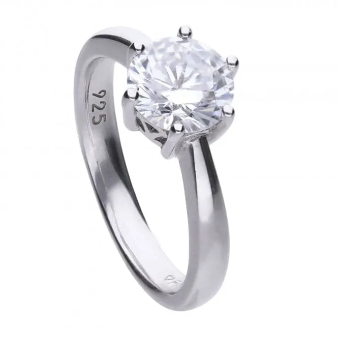 Diamonfire Silver White Zirconia Solitaire Ring R3622