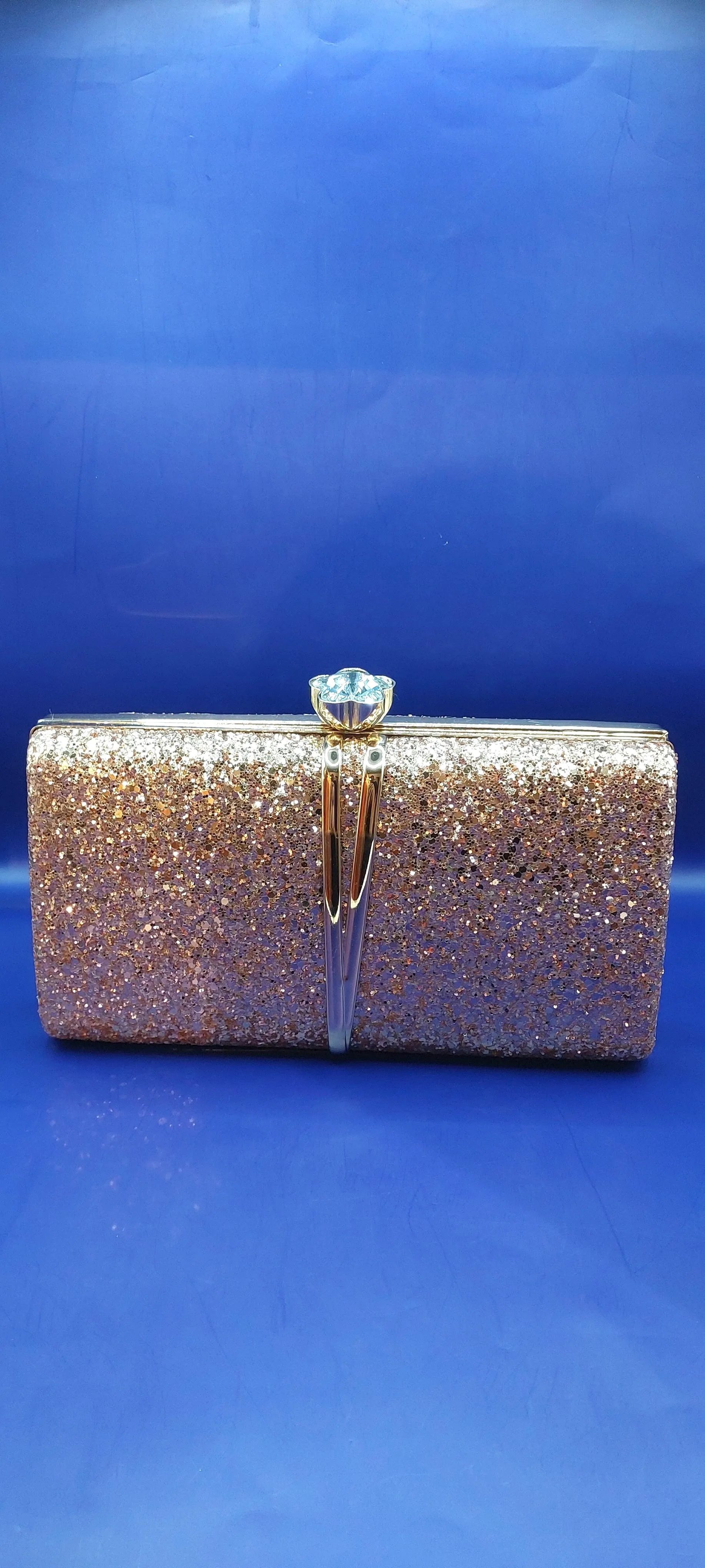 Elegant Rose Gold Sparkling Evening Clutch Purse