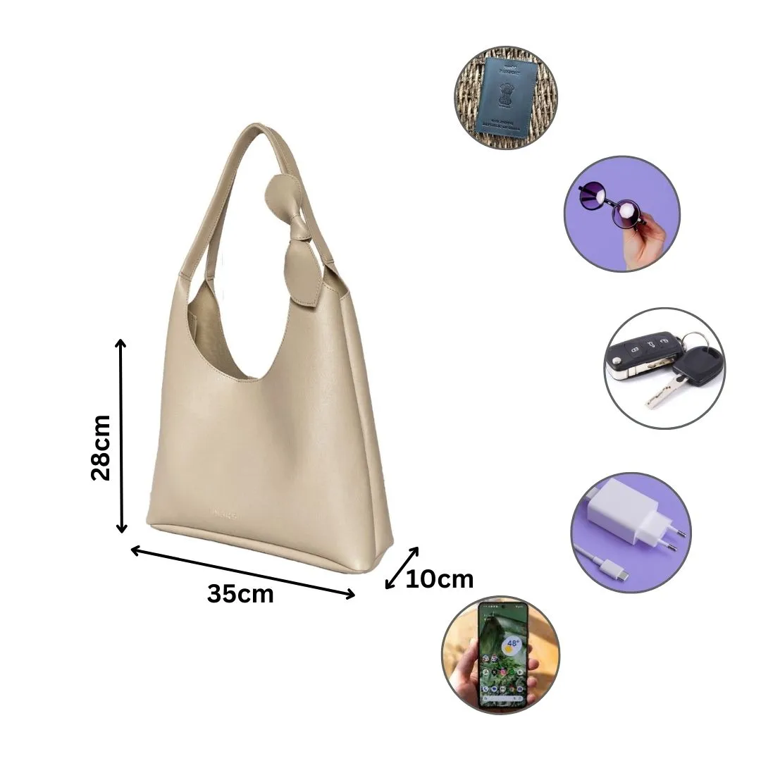 Elegant Shoulder Hobo Beige Bag For Women & Girls