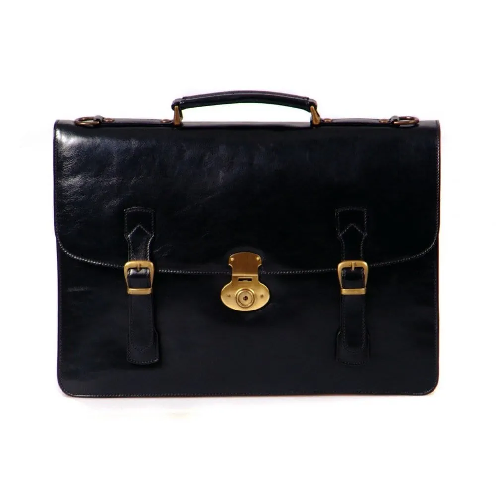 Eton Leather Briefcase - Black