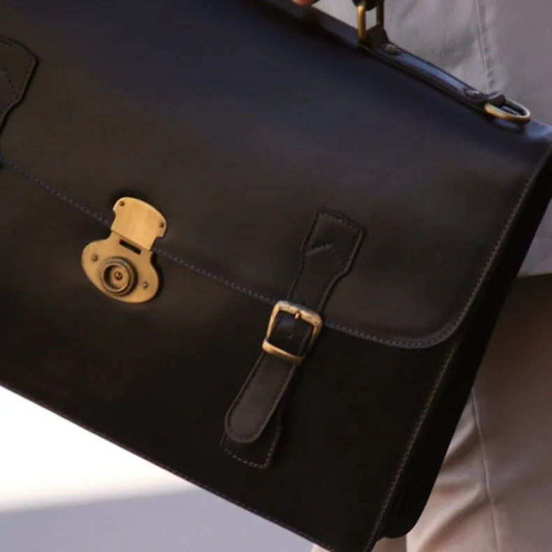 Eton Leather Briefcase - Black