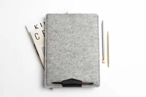 Felt MacBook Laptop Sleeve COMFY/ Light grey felt & Black leather/
