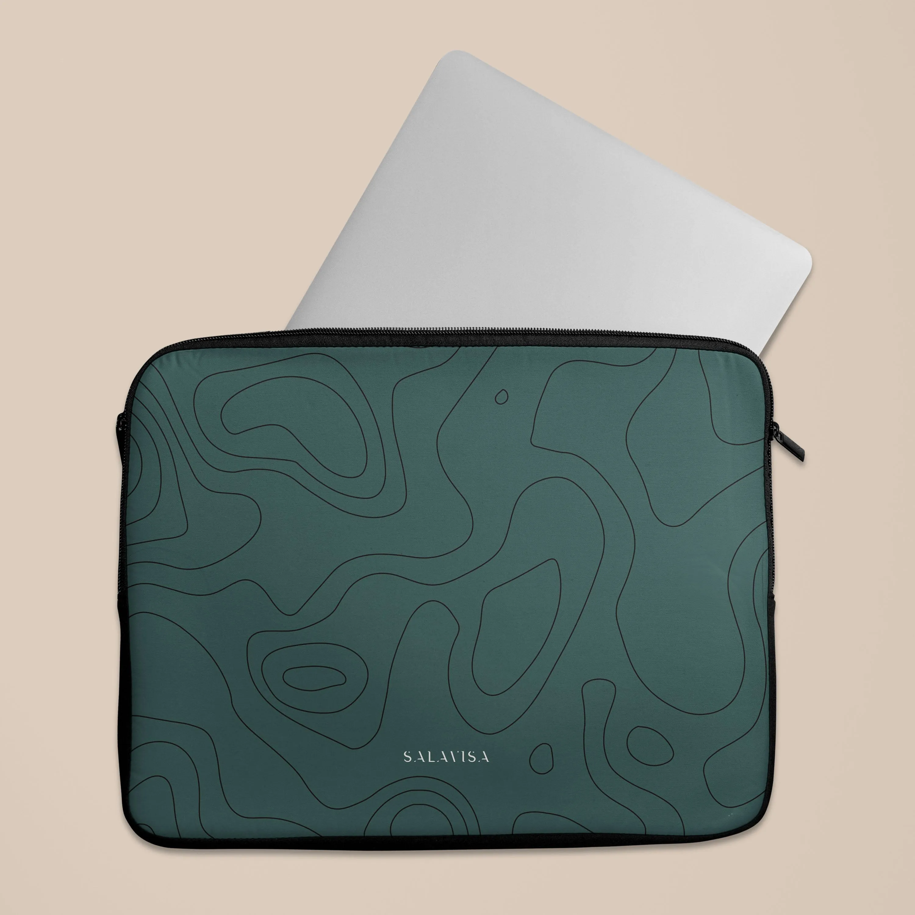 Forest Green Topographic Laptop Sleeve