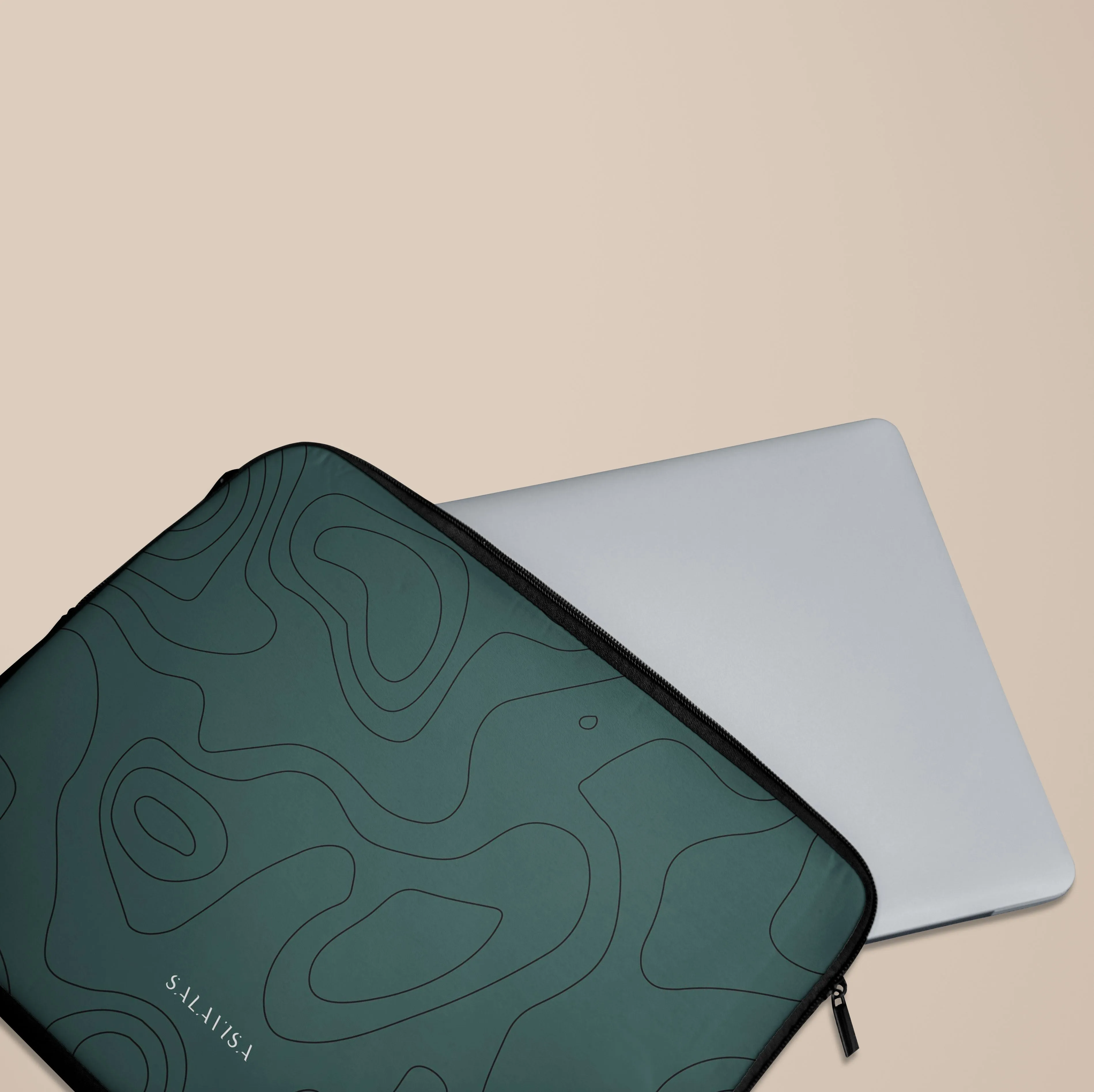 Forest Green Topographic Laptop Sleeve