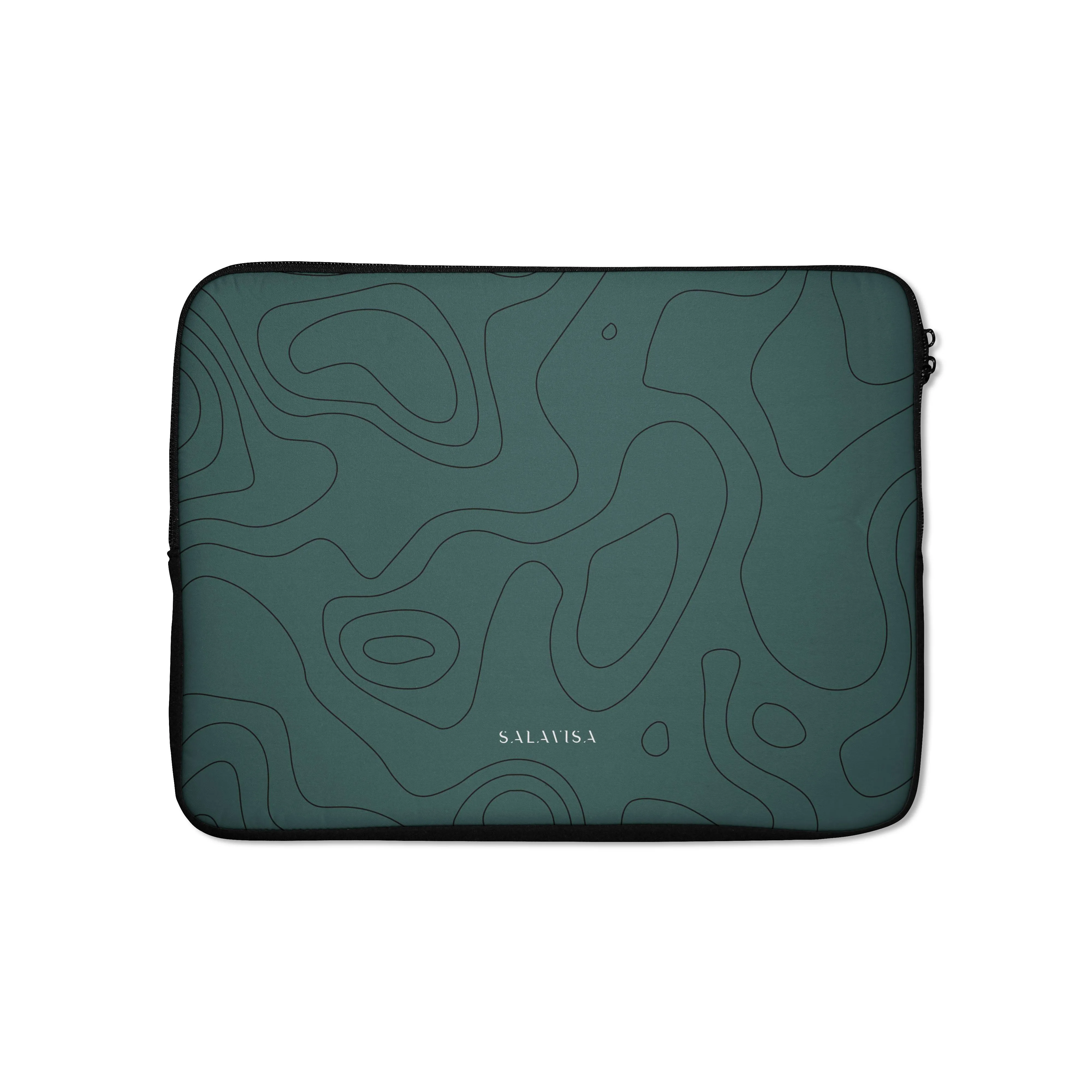 Forest Green Topographic Laptop Sleeve