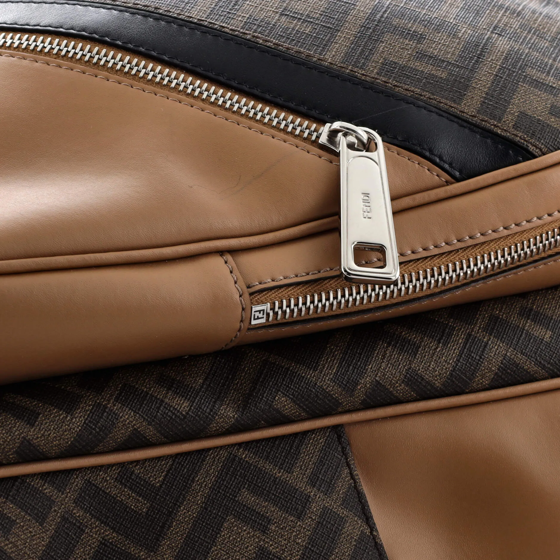 Front Pocket Backpack Zucca Coated Canvas and Leather
