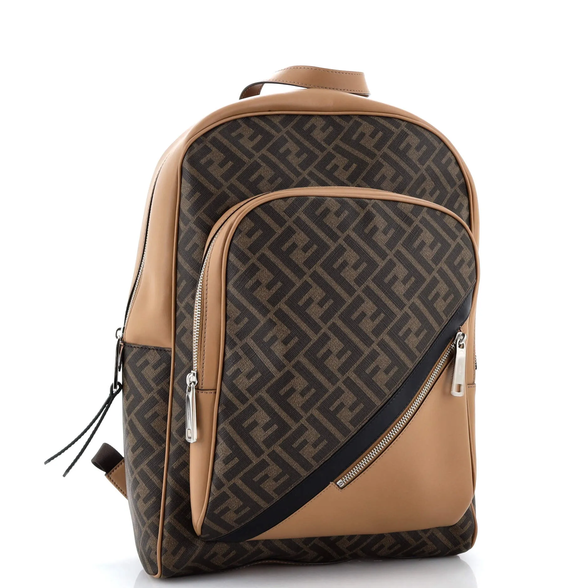 Front Pocket Backpack Zucca Coated Canvas and Leather