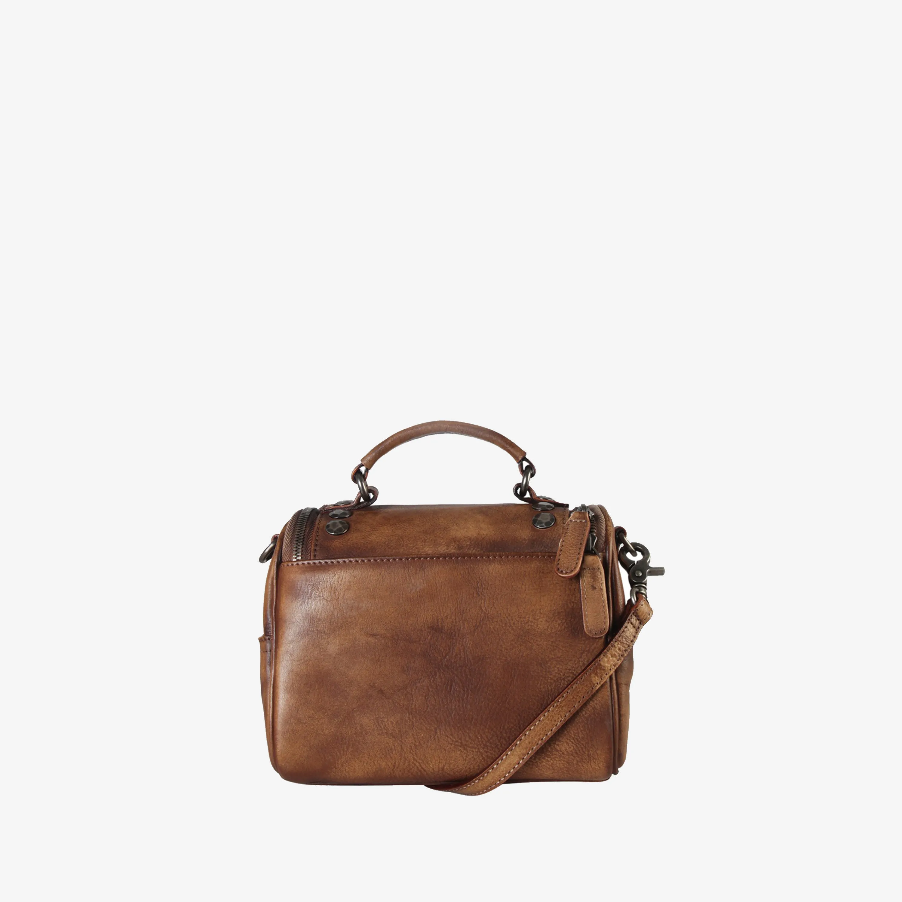 Genuine Leather Studded Decor Mini Tote Bag