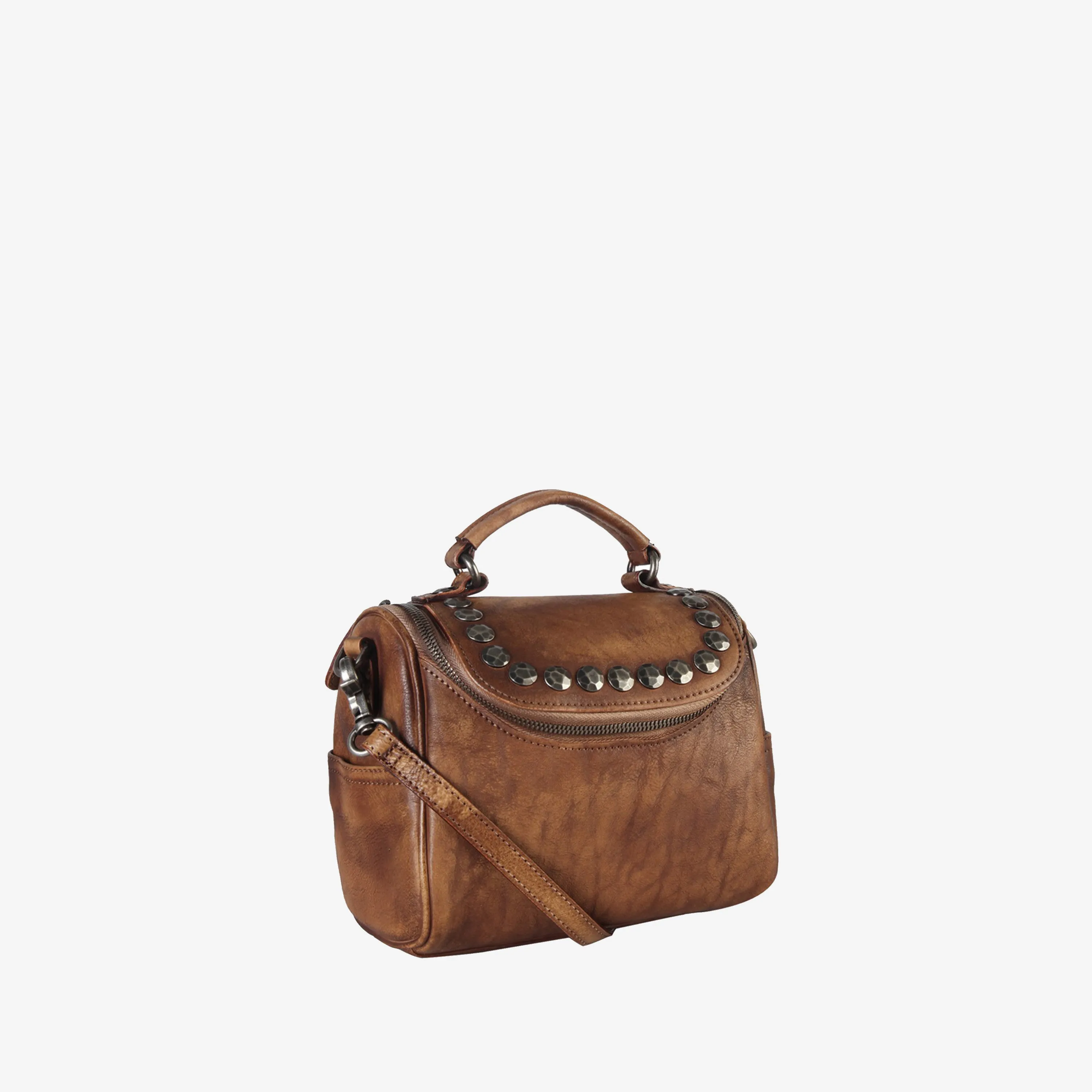 Genuine Leather Studded Decor Mini Tote Bag