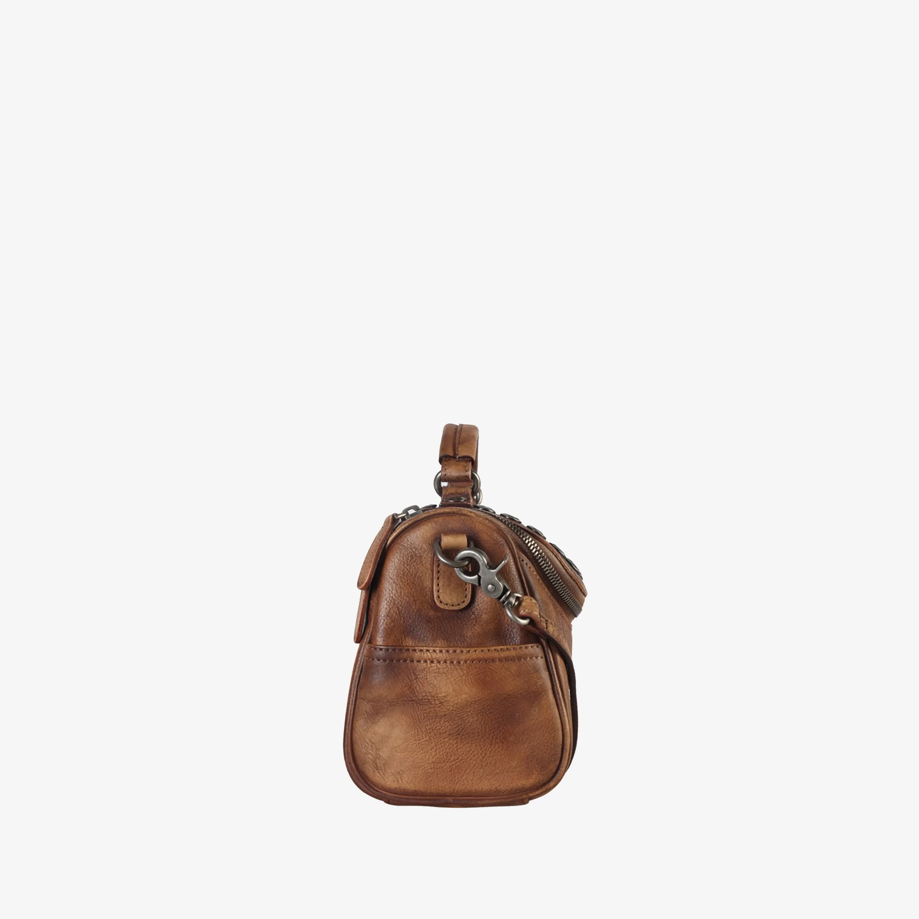 Genuine Leather Studded Decor Mini Tote Bag