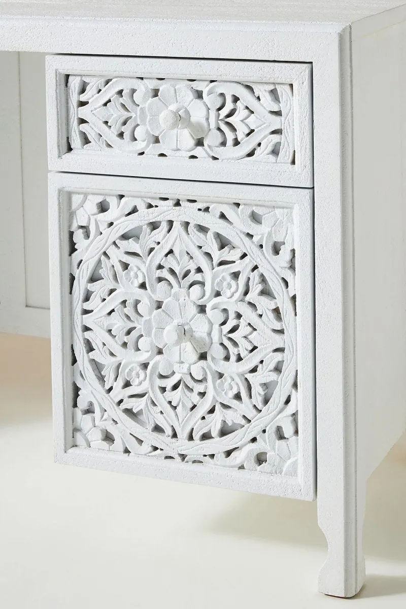 Hand-Carved Lombok Executive Work Desk | Wooden Laptop Desk